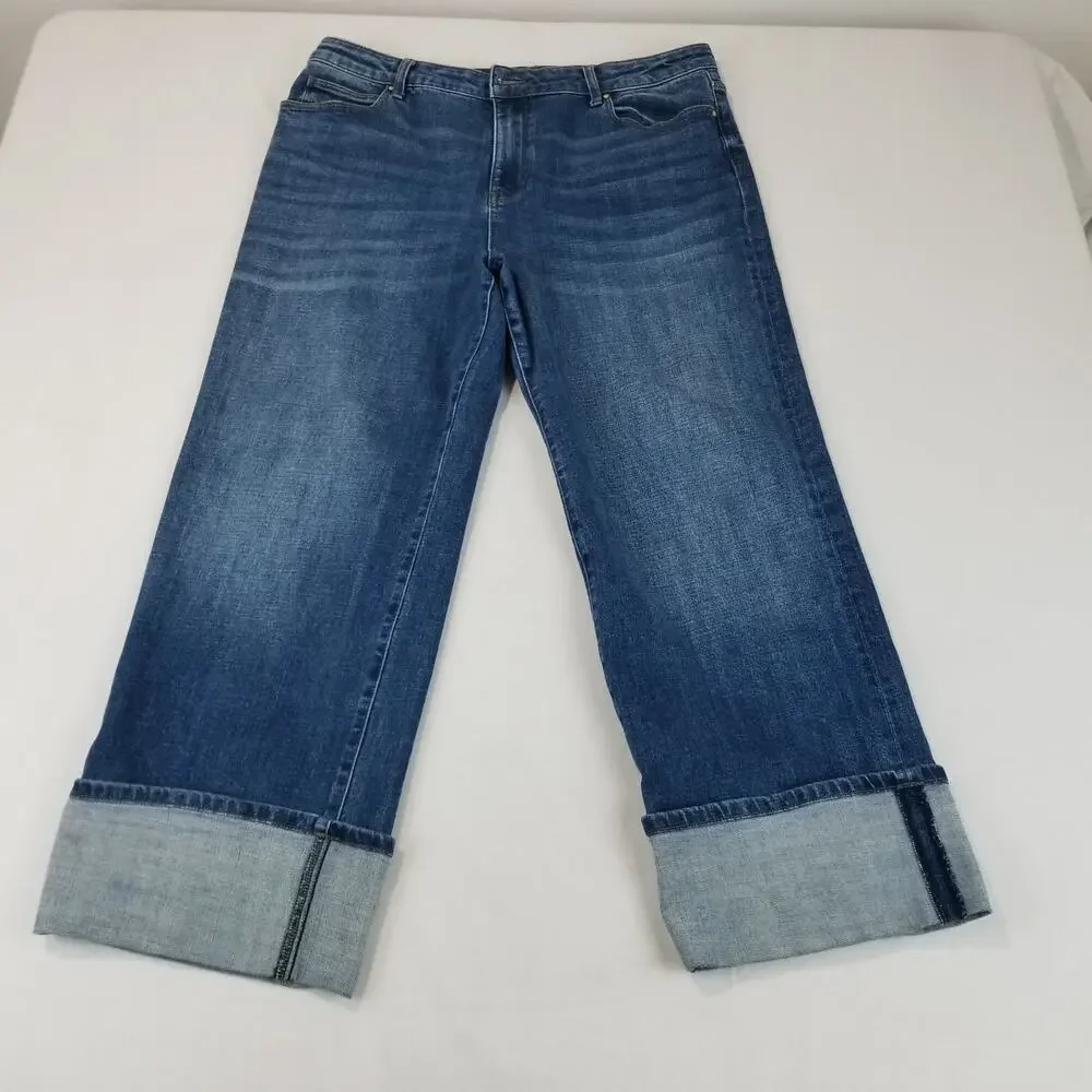 KUT From The Kloth Jeans Womens 16 Blue Sienna High Rise Wide Leg Cuffed - Picture 11 of 11